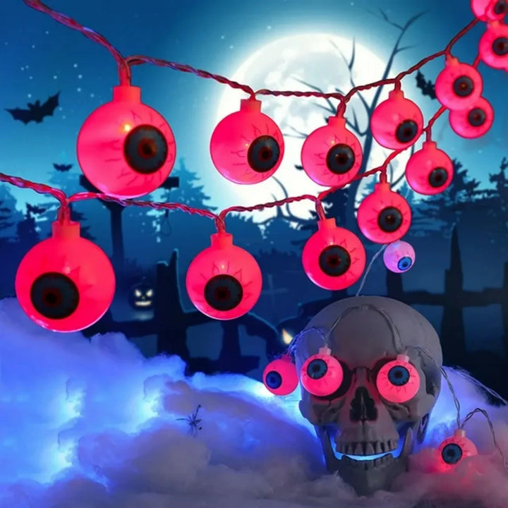 Guirlande LED Halloween CreepyEyes | 20 LED Globes Oculaires | Pour Maison, Jardin & Fête