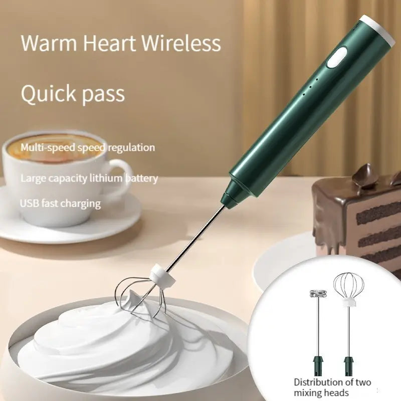 FROTHORIA Mousseur à lait électrique & Mixeur | Rechargeable | 3 Vitesses | 2 Accessoires