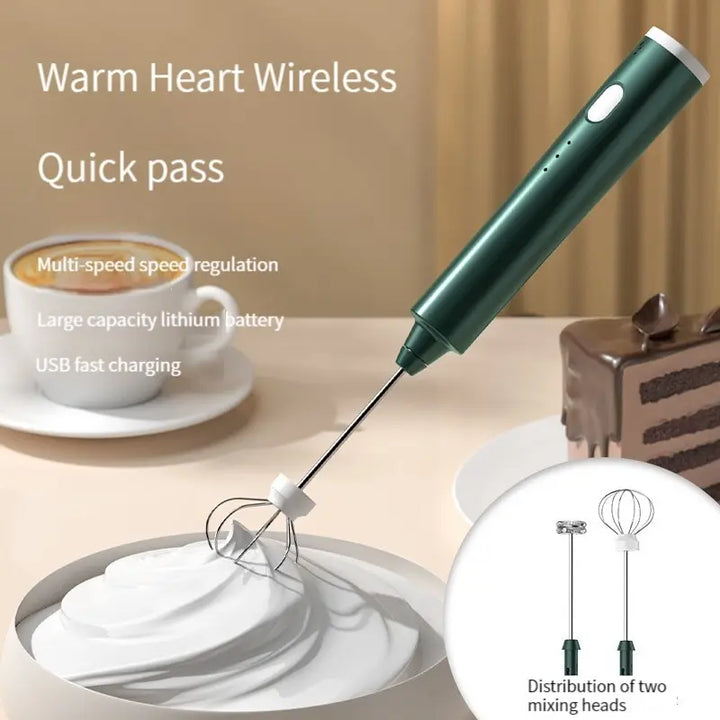 FROTHORIA Mousseur à lait électrique & Mixeur | Rechargeable | 3 Vitesses | 2 Accessoires