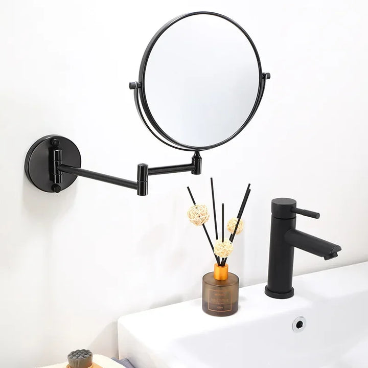 VisioLux Miroir de Maquillage | Miroir Mural 8 Pouces | Double Face & Agrandissant | Aluminium Noir