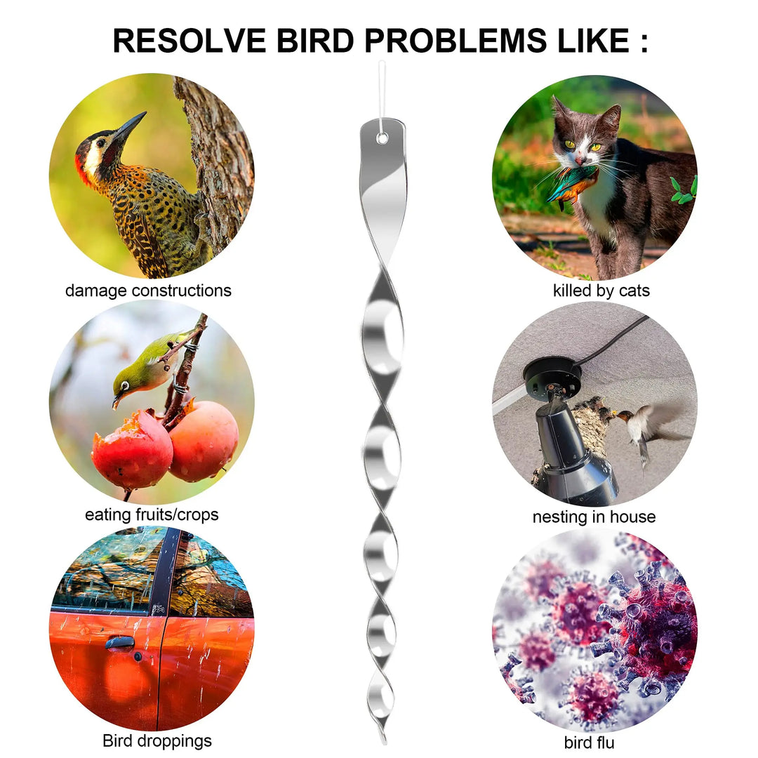 Tiges effaroucheuses BirdGuard Reflect 12 pièces | 30 cm | Décoration de jardin réfléchissante | Repousse les oiseaux & protège les fruits, légumes & plates-bandes