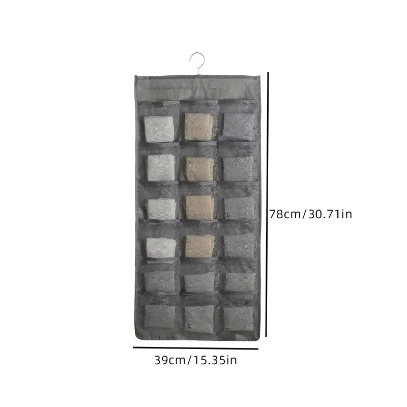 ClosetEase Organisateur de Lingerie Suspendu | Double Face & Pliable | 39×78 cm | Tissu Oxford Gris