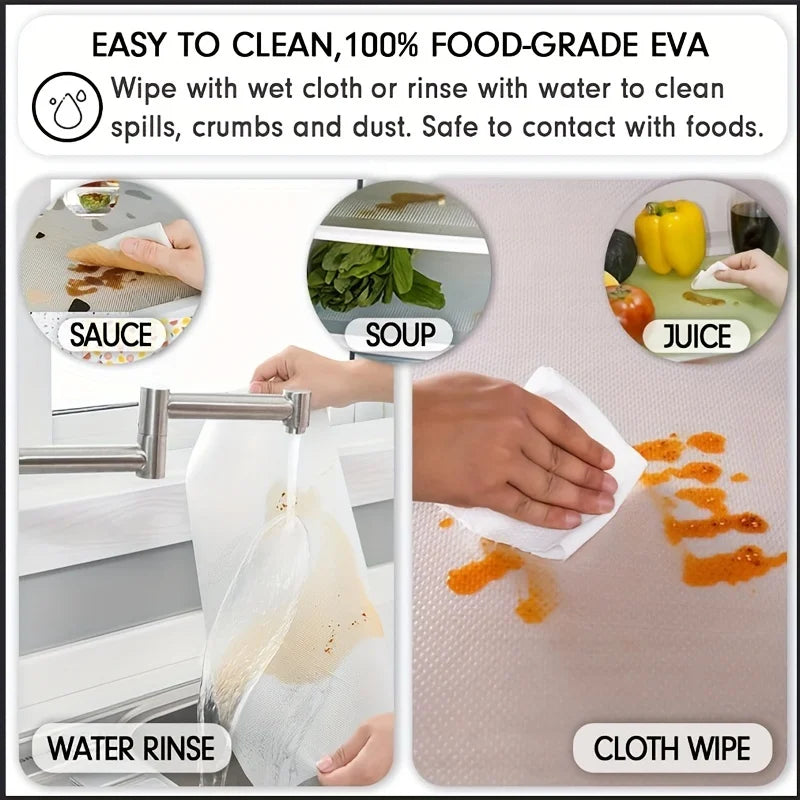 Set de 4 Tapis de Réfrigérateur FridgeGuard | Matériau EVA | Lavable, Résistant aux Moisissures & Anti-Huile | Pour Réfrigérateur, Tiroirs & Étagères