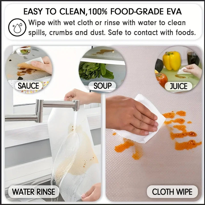 Set de 4 Tapis de Réfrigérateur FridgeGuard | Matériau EVA | Lavable, Résistant aux Moisissures & Anti-Huile | Pour Réfrigérateur, Tiroirs & Étagères
