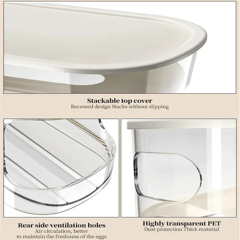 Support à œufs ROLLEVO 2 niveaux | Fonction de rouleau automatique | Gain de place pour 14 œufs | Pour réfrigérateur et garde-manger | 31 x 9,5 x 10 cm