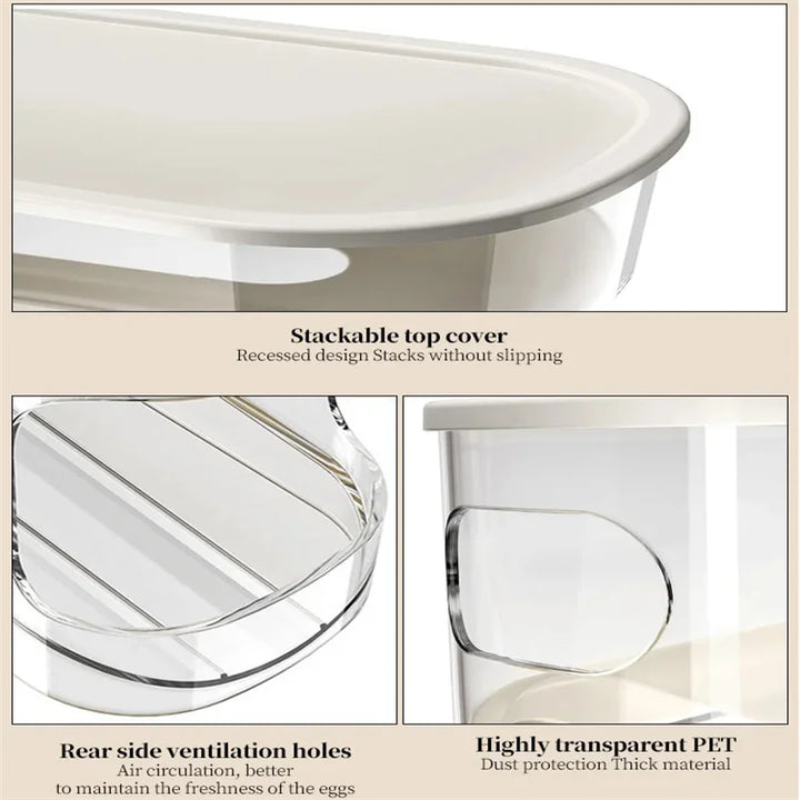Support à œufs ROLLEVO 2 niveaux | Fonction de rouleau automatique | Gain de place pour 14 œufs | Pour réfrigérateur et garde-manger | 31 x 9,5 x 10 cm