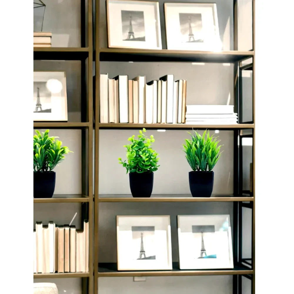Plante artificielle d'eucalyptus Leafora dans un pot noir | Mini plante décorative | Pour table, salle de bain & bureau