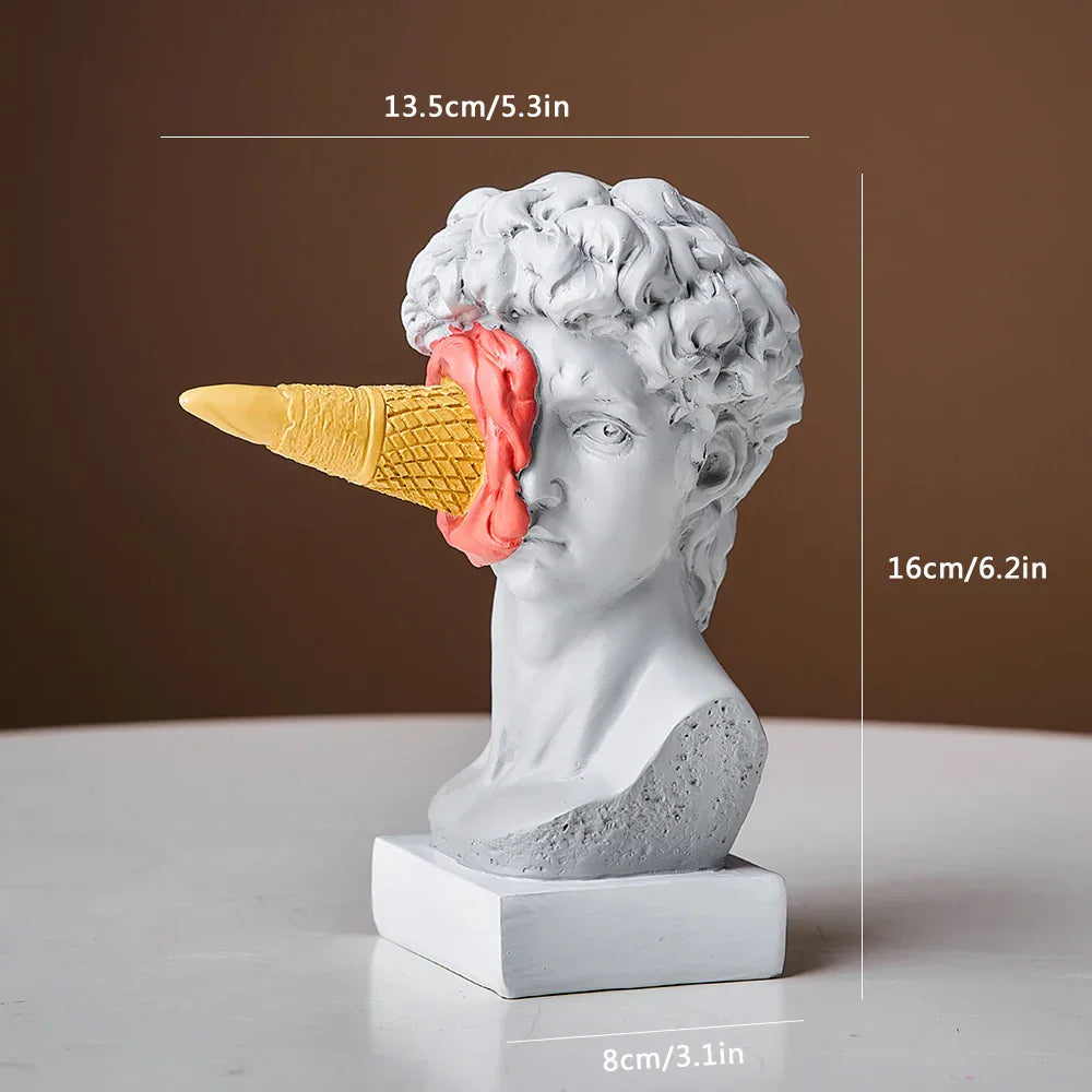 ArteFrost | Statue de David avec glace | Sculpture nordique moderne | Décoration pour bureau et maison