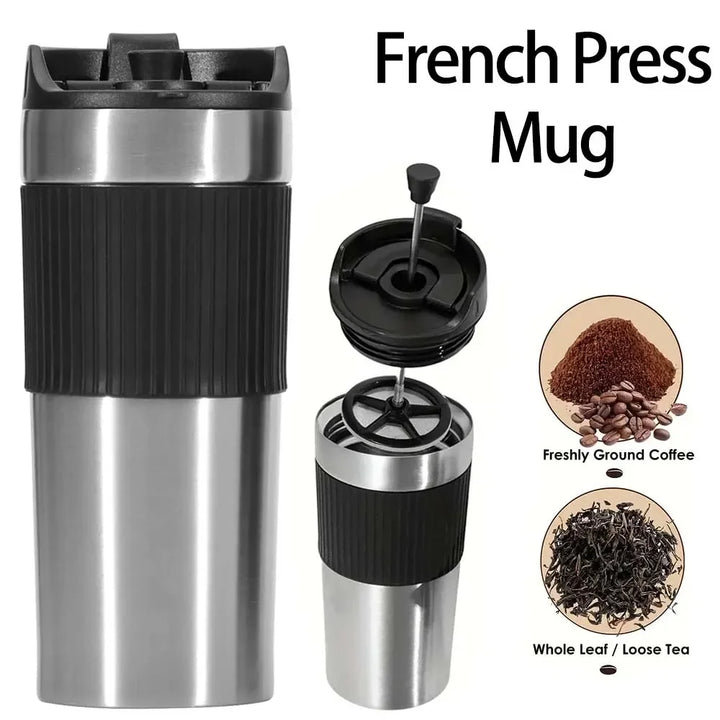 BrewMate Go | Presse Française Isolée To-Go | 420 ml | Acier Inoxydable | Double Paroi & Anti-Fuite