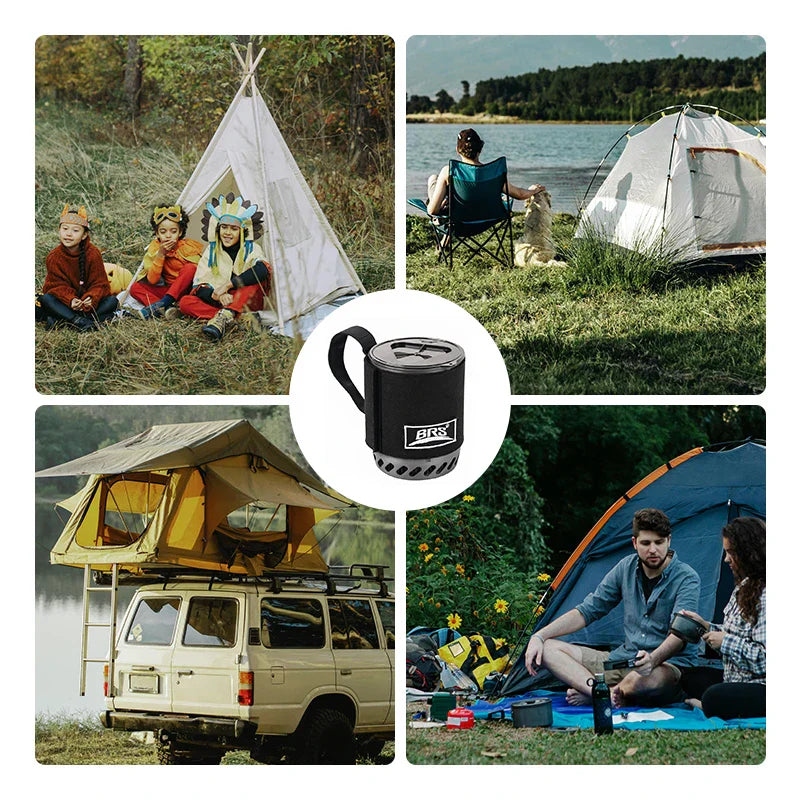 TrailFlame Réchaud de camping BRS-61 ultraléger avec pot de stockage de chaleur intégré | Réchaud à gaz de plein air pour trekking et voyages en sac à dos