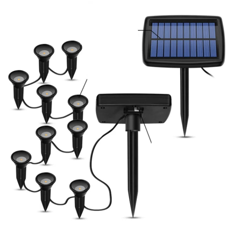 LumiVerde Solar-Gartenlicht | Système LED 10-en-1 | Changement de couleur RGB | Étanche IP65 | Pour pelouse, parterres et décoration