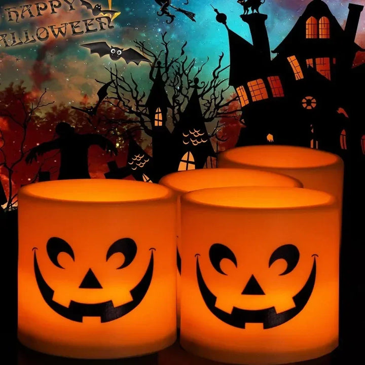 SpukLicht | Bougies LED en design fantôme | Set de 6 | Lumière jaune vacillante | Décor Halloween