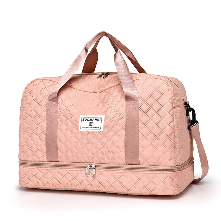 Raumio TravelFlex Sac de voyage léger avec motif en losange | Grand sac de sport et de week-end avec compartiment à chaussures et compartiment humide | Adapté aux bagages à main et pliable