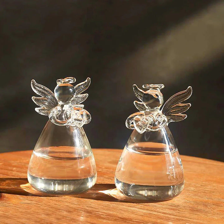 Seraphina | Vase en verre Ange | Fait main & Transparent | 8 x 5 cm | Décoration & Hydroponie