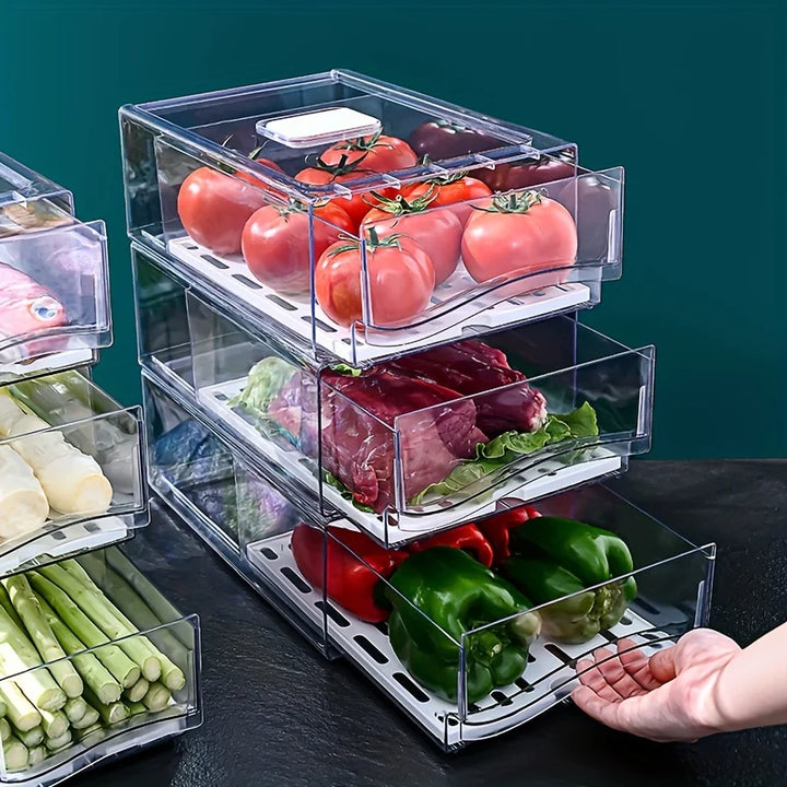 Frigova FreshSlide Boîte de Rangement Réfrigérateur | Système de tiroirs pour viande, œufs & légumes | Gain de place & Conservation