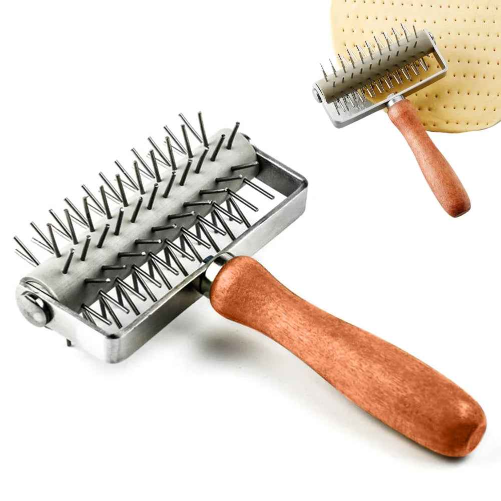 PizzaDock Pro | Pique-pâte en acier inoxydable & manche en bois | Sans bulles & rapide | 20,5 x 13,3 cm