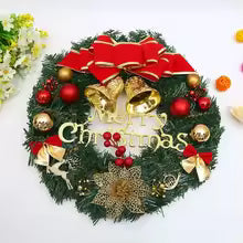 Couronne de Noël artificielle EverJoy | Avec guirlande de sapin vert | Décoration festive pour portes et murs | Ø 6 cm / 12 cm
