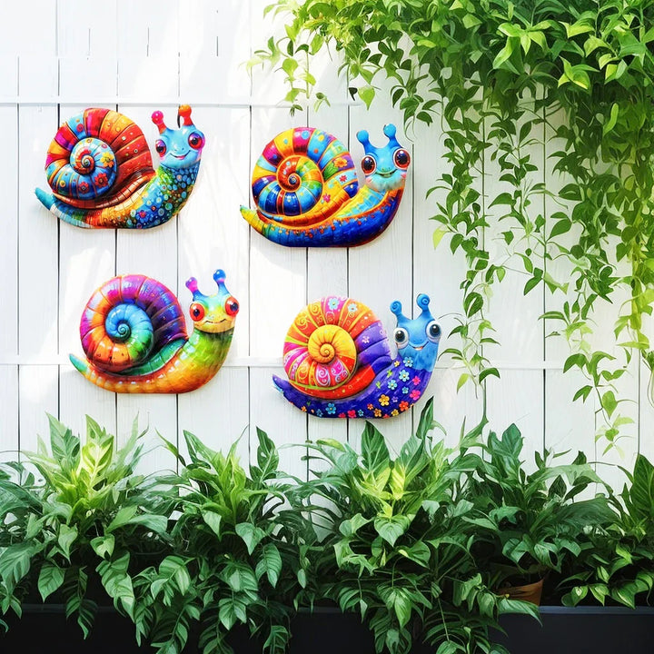Gartentiva Décoration Murale Métal Escargot | Décoration de Jardin en Métal Résistante aux Intempéries | Pour Clôture, Terrasse & Intérieurs | 21,5 × 13,5 cm
