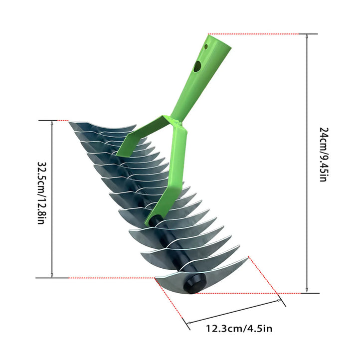 RasenPro Tête de râteau | Scarificateur en acier inoxydable | Dents courbées | Pour mousse, feuilles et entretien du sol