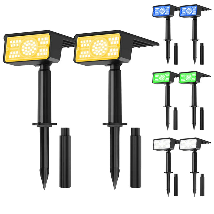 Solara LED Projecteur Solaire | 4 Couleurs de Lumière | 49 LEDs | Étanche IP65 | Économique avec Panneau Solaire