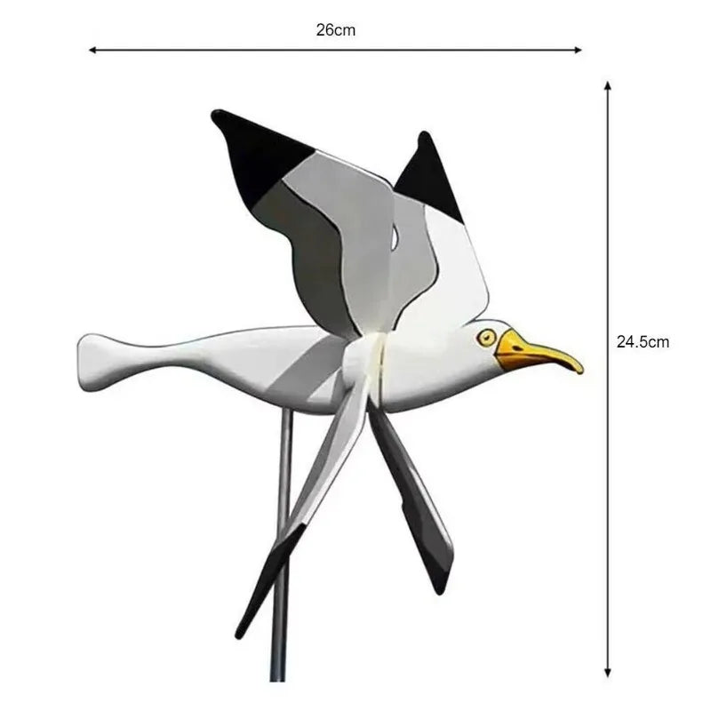 Décoration de jardin Windvogel SkyGull | Créez un moulin à vent créatif avec motif de mouette | Résistant aux intempéries & réglable en hauteur | Figurine de 25 cm