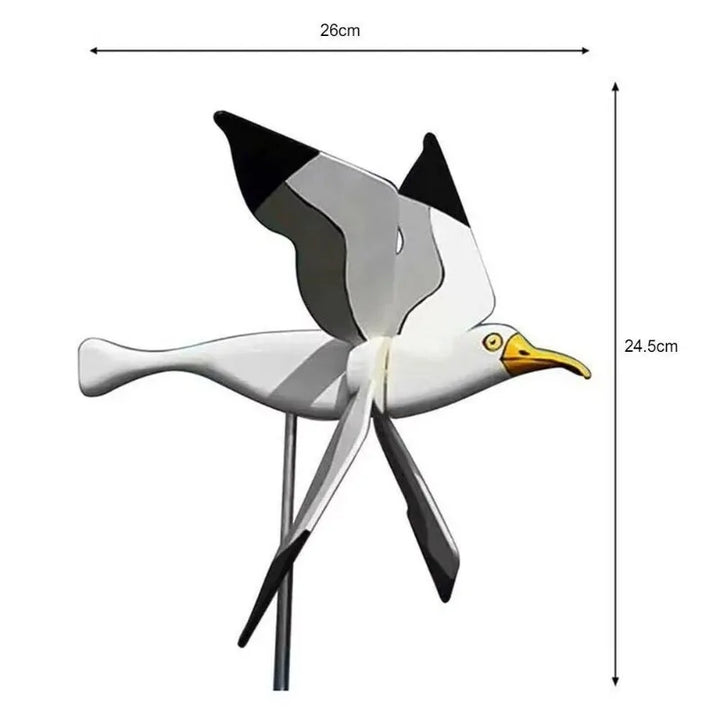 Décoration de jardin Windvogel SkyGull | Créez un moulin à vent créatif avec motif de mouette | Résistant aux intempéries & réglable en hauteur | Figurine de 25 cm