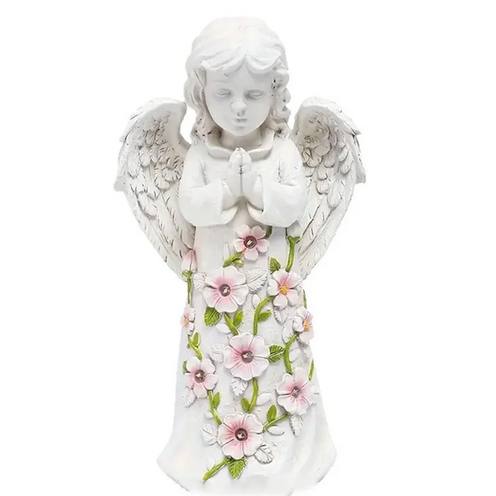 Figurine de jardin solaire LumiAngel | Statue d'ange avec lumière solaire | Décoration de jardin en résine faite à la main | Écologique & idée de cadeau