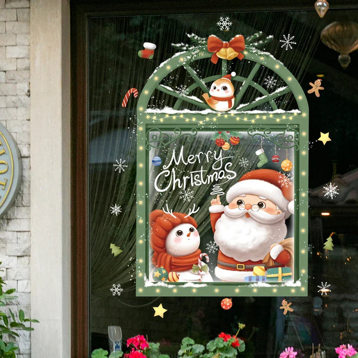 LumiFrost | Autocollants de fenêtre de Noël 2025 | Père Noël & Sapin de Noël | Autocollants de fenêtre amovibles pour vitres & murs | Décoration festive pour Noël & Nouvel An