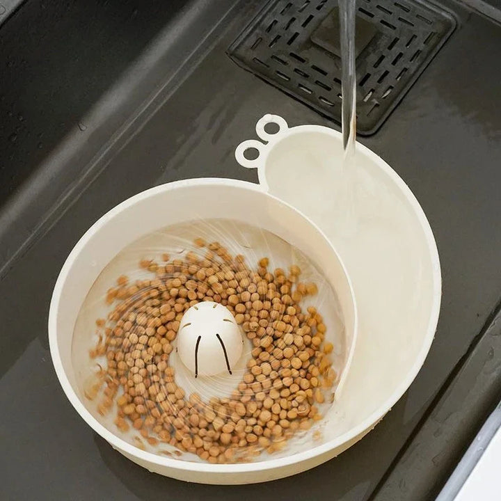 Corbeille à fruits design escargot 2-en-1 | Passoire & Presse-agrumes | Aide culinaire en plastique alimentaire