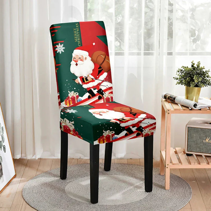 Housses de Chaise de Noël Festivella | Housses de Chaise Extensibles en Tissu Élastique | Lavables & Réutilisables | Pour Salle à Manger & Fêtes