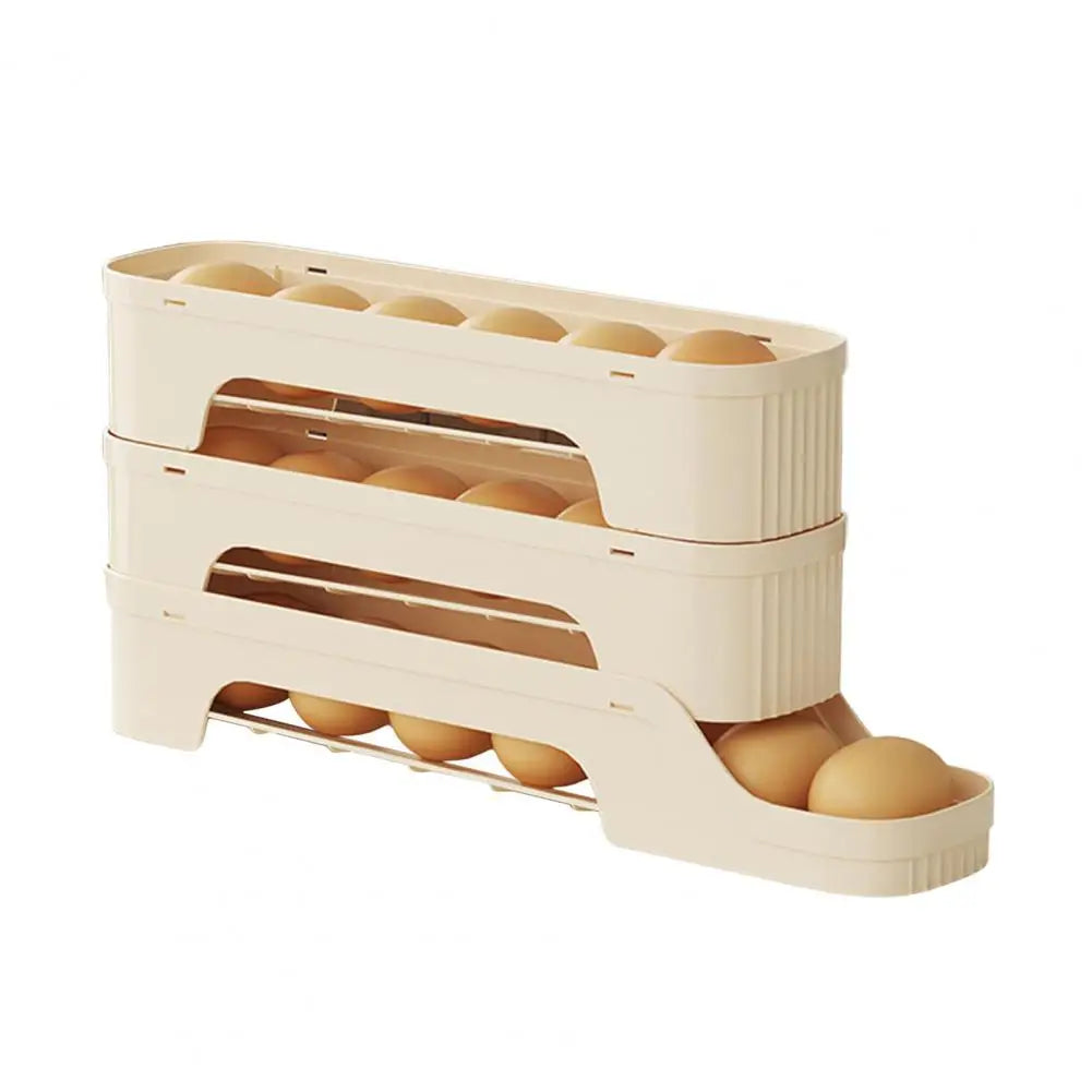 Boîte à œufs RolloMaxx | Organisateur à œufs à 4 niveaux | Gain de place & auto-roulant | Design transparent