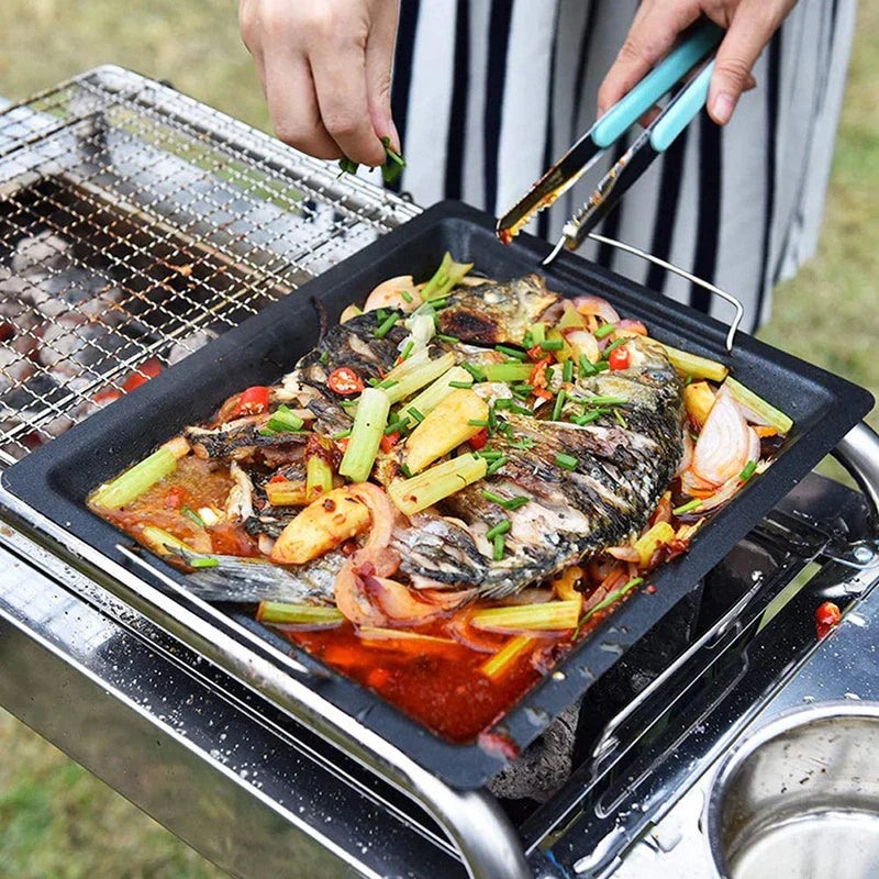 Plaque de Grill en Fonte Feurossa | Pour Grill à Gaz & Cuisinière | 25 × 30 cm | Pour Pizza, Viande, Légumes & Poisson