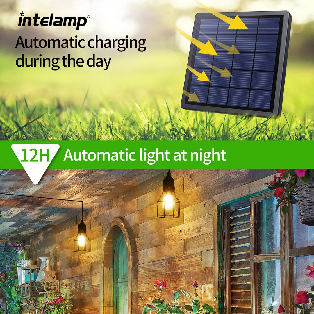 Lampe Solaire Suspendue SolunaBeam | Étanche & Rechargeable | Pour Jardin, Abri & Camping | 3 Modes d'Éclairage