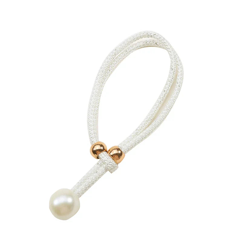 Ruban décoratif Perlina | Avec perles en plastique et détail floral | 52 × 3 cm | Pour cadeaux, déco & projets DIY