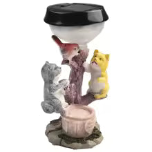 SOLARIA Figurine de Jardin Animaux | Statue Décorative Solaire en Résine | Avec Pot de Fleurs & Lumière LED | 12 × 6 × 6 cm