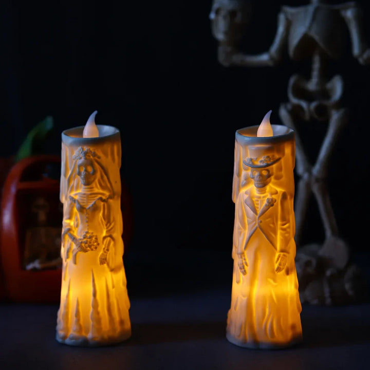 Bougie Halloween CreepyFlame | Bougie LED vacillante | Décoration effrayante pour fête, fenêtre et table