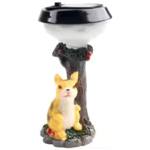 SOLARIA Figurine de Jardin Animaux | Statue Décorative Solaire en Résine | Avec Pot de Fleurs & Lumière LED | 12 × 6 × 6 cm
