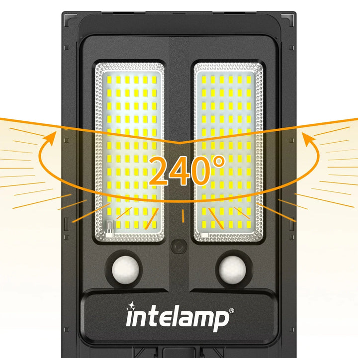 HelionGuard ProLight 12000 Projecteur Solaire-LED avec Télécommande | Détecteur de Mouvement jusqu'à 30 m | 3000 lm | IP65 | Pour Éclairage de Jardin, Garage & Cour