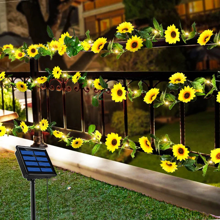 Guirlande lumineuse solaire Floralina | Design Marguerite | 8 Modes & Énergie Solaire | Pour Jardin, Mariage & Décoration