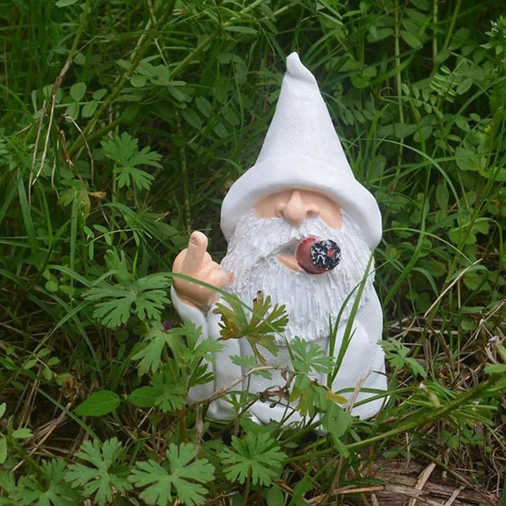 GrumpyBeard | Figurine en résine Vieil homme avec barbe blanche | Alternative drôle de nain de jardin | 15 × 10 × 7 cm