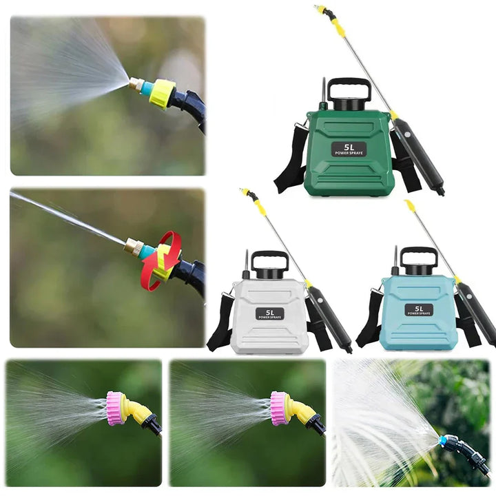 SPRAYMATE Pro Pulvérisateur à batterie | Bouteille pulvérisatrice de 5 L à épaule | Chargement USB & Buse réglable | Pour jardin, nettoyage & désherbage