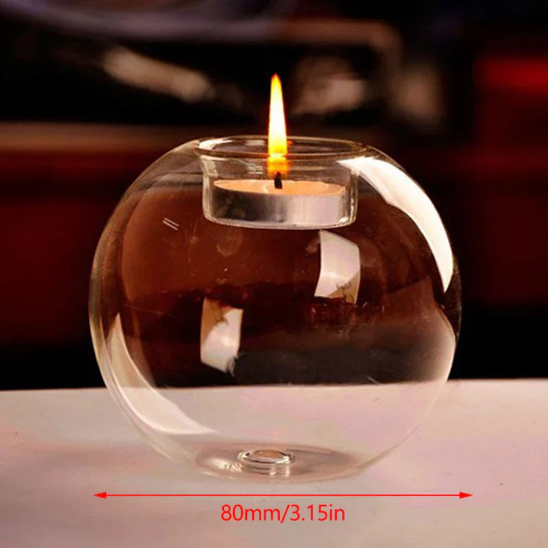 LichtGlas Bougeoir en Verre Rond | Design Transparent | Verre Décoratif Creux pour Salon & Mariage | 1 Pièce