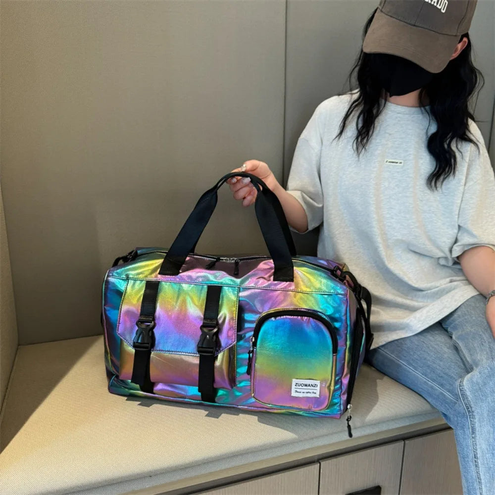 Lumivista Sac de Voyage Holographique | Sac à épaule Weekender Stylé avec Compartiment à Chaussures | Parfait pour les Escapades de Week-end & les Courts Séjours