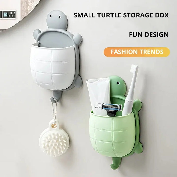 TurtleBox Support de rangement & porte-brosse à dents | Design mignon de tortue | 22×13×5,7 cm