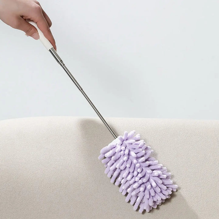 DUSTELLA Duster télescopique | Extensible jusqu'à 80 cm | Microfibre chenille & poignée en acier inoxydable – Pour plafonds, meubles et coins