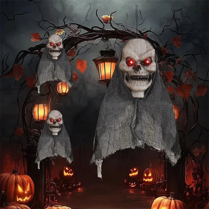 Halloween Deko GhostlyGlow | Fantôme suspendu avec crâne lumineux | Pour jardin, fête & maison