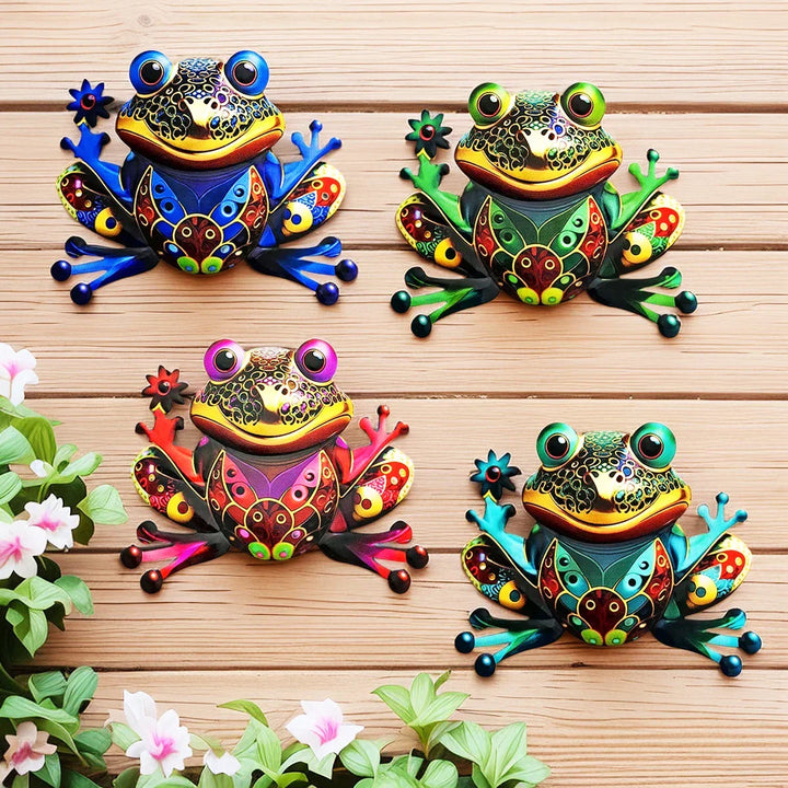 FROVIA Décoration murale Grenouille | Métal | Peint à la main | Décoration de jardin & Intérieur | 17,5 × 14 × 1 cm