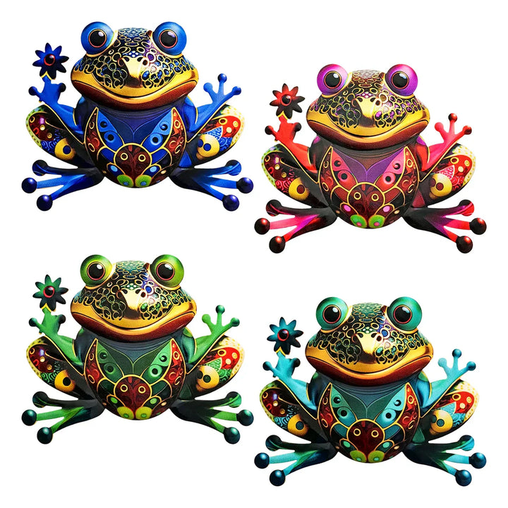FROVIA Décoration murale Grenouille | Métal | Peint à la main | Décoration de jardin & Intérieur | 17,5 × 14 × 1 cm