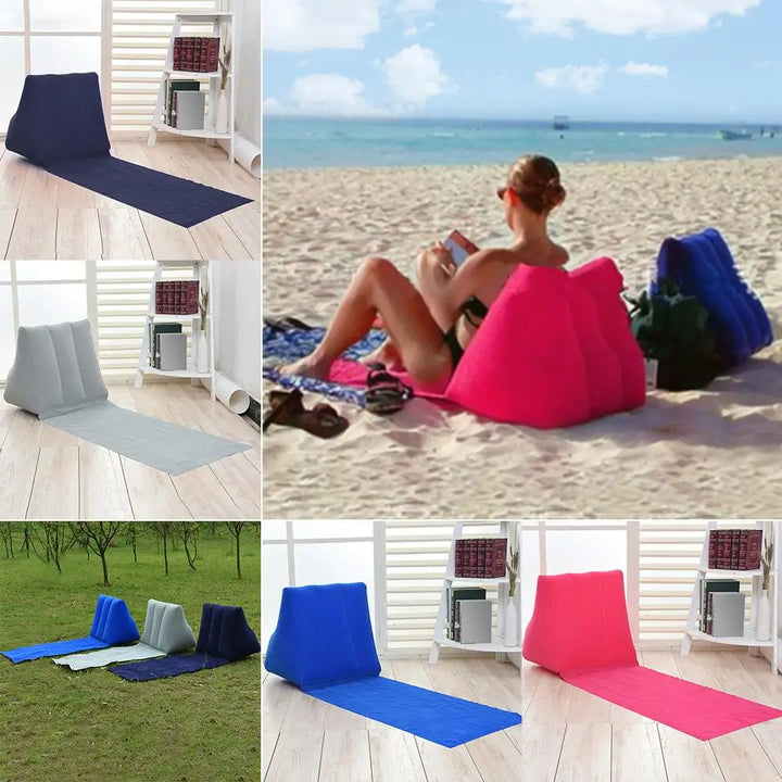 Matelas de plage gonflable avec dossier | Pliable et confortable | Coussin de voyage et de camping AirLounge