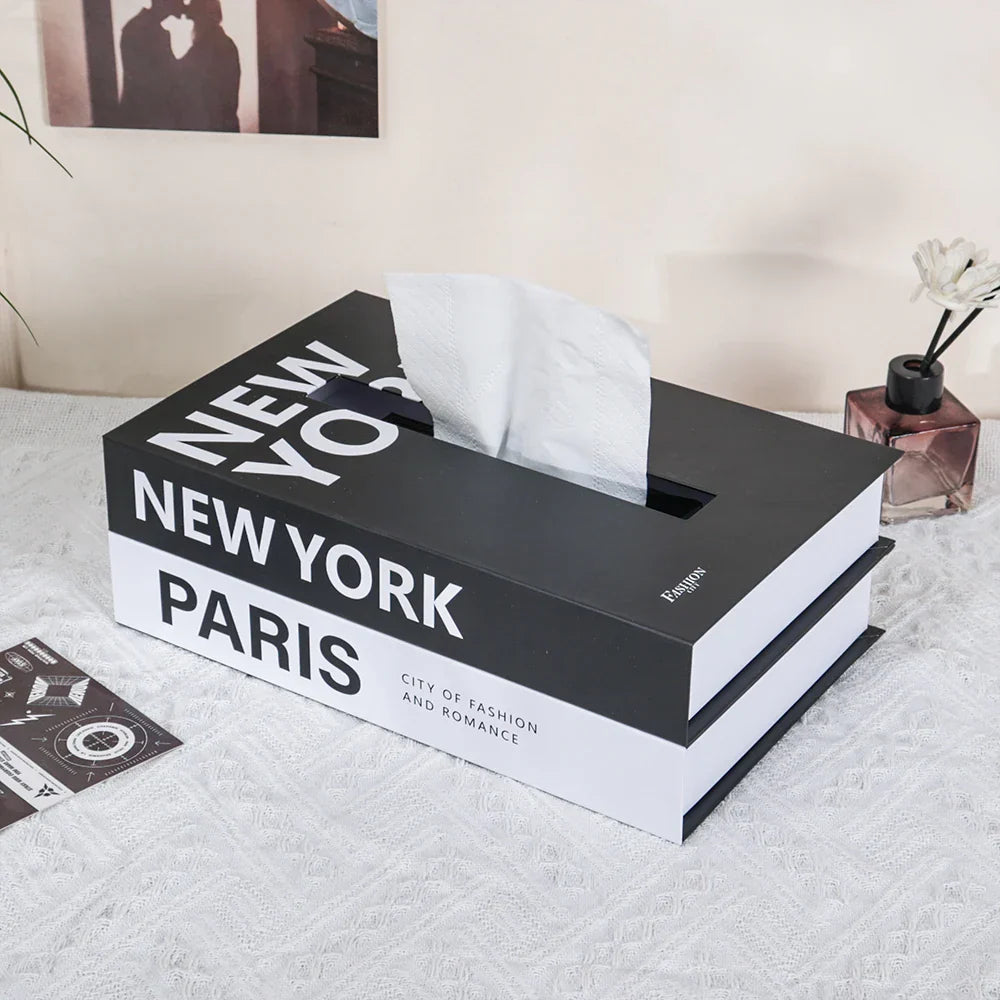 Boîte à mouchoirs PapierLuxe | Design livre | Organisateur de rangement et déco élégant | 26,5×17×9,5 cm